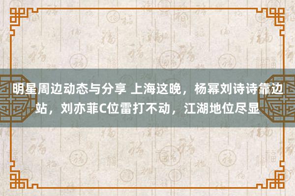 明星周边动态与分享 上海这晚，杨幂刘诗诗靠边站，刘亦菲C位雷打不动，江湖地位尽显