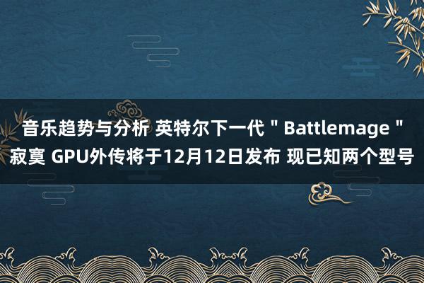 音乐趋势与分析 英特尔下一代＂Battlemage＂寂寞 GPU外传将于12月12日发布 现已知两个型号